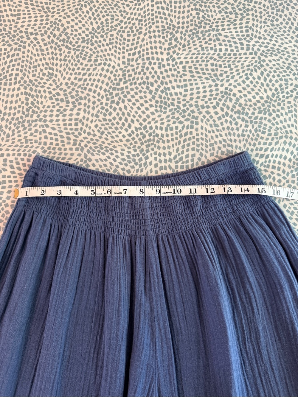Lotus & Luna | Smocked-Waist Wide Leg Cotton Pants, Deep Teal - Picture 9 of 10